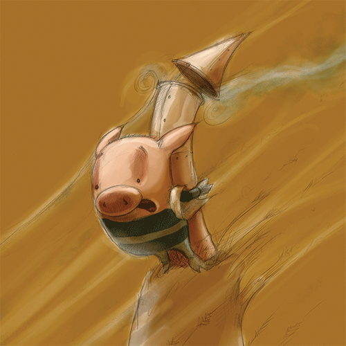 Pig on rocket